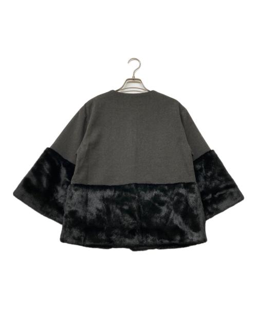 yuka koshino（ユカコシノ）yuka koshino (ユカコシノ) ノーカラージャケット グレー×ブラック サイズ:SIZES 未使用品の古着・服飾アイテム