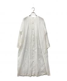 ichi（イチ）の古着「リネンコットンギャザーシャツワンピース」｜ホワイト