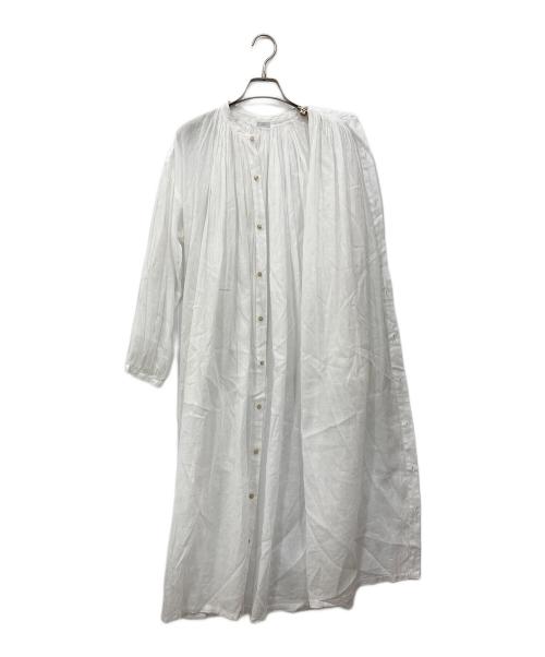 ichi（イチ）ichi (イチ) リネンコットンギャザーシャツワンピース ホワイト サイズ:Freeの古着・服飾アイテム