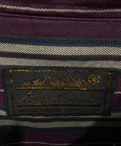 Eddie Bauer（エディーバウアー）Eddie Bauer (エディーバウアー) ストライプBDシャツ パープル サイズ:XLの古着・服飾アイテム