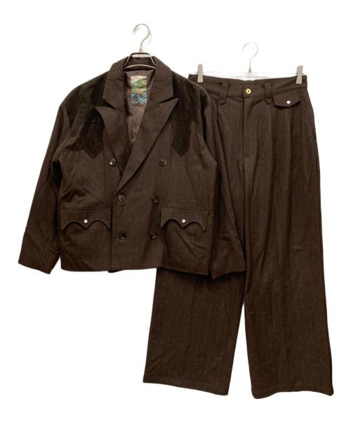 Ballsy.Brothers（ボールジーブラザーズ）Ballsy.Brothers (ボールジーブラザーズ) ウエスタンストライプセットアップ ブラウン サイズ:Mの古着・服飾アイテム