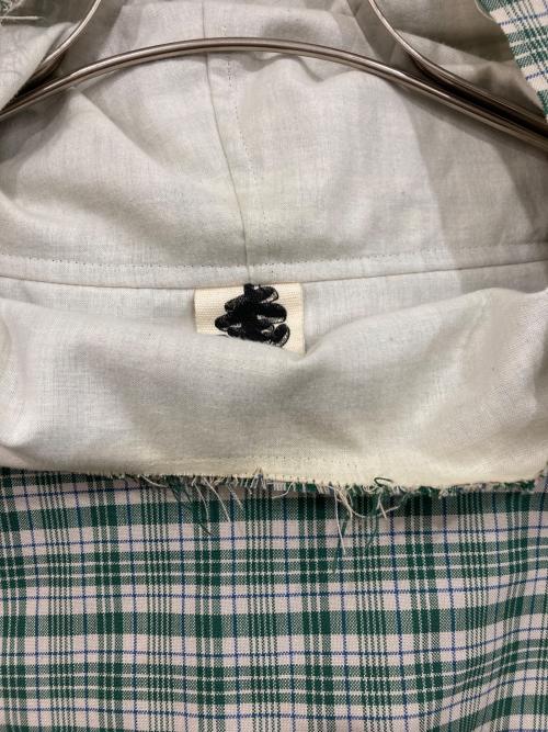 T.Cablin（カブリン）T.Cablin (カブリン) チェック カットオフ アノラックパーカー グリーン×ホワイト サイズ:Fの古着・服飾アイテム