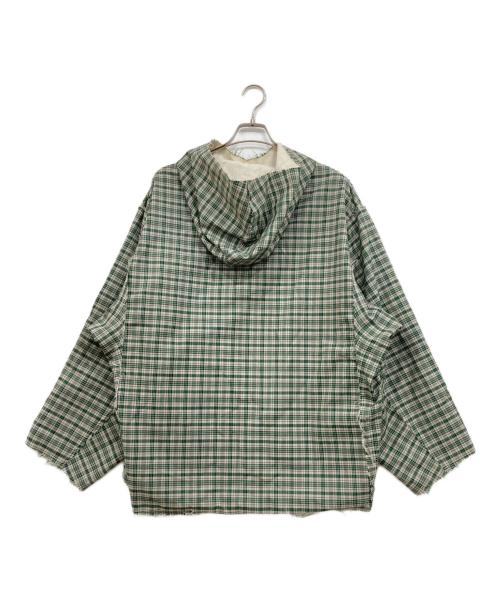 T.Cablin（カブリン）T.Cablin (カブリン) チェック カットオフ アノラックパーカー グリーン×ホワイト サイズ:Fの古着・服飾アイテム