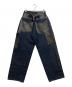 Ballsy.Brothers (ボールジーブラザーズ) ウエスタンダブルニーレザースイッチングワイドデニムパンツ インディゴ サイズ:M：12000円