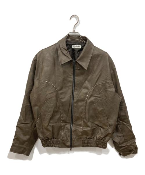 NOS COULEURS（ノ クールール）NOS COULEURS (ユーズド) エコレザースタッズジャケット ブラウン サイズ:FREEの古着・服飾アイテム