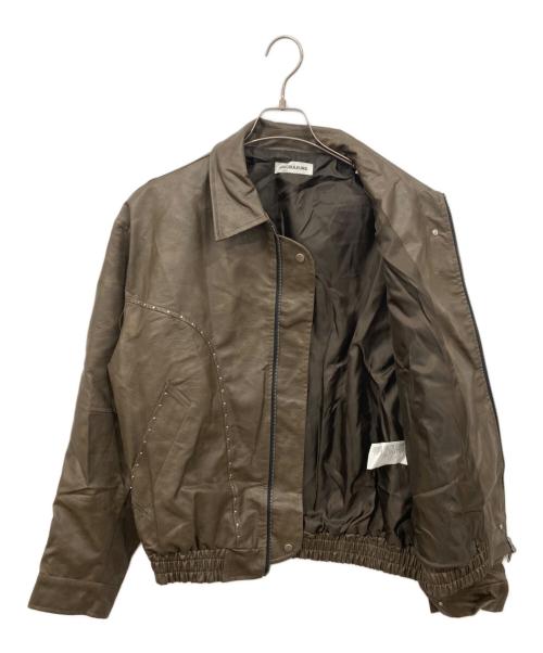 NOS COULEURS（ノ クールール）NOS COULEURS (ユーズド) エコレザースタッズジャケット ブラウン サイズ:FREEの古着・服飾アイテム