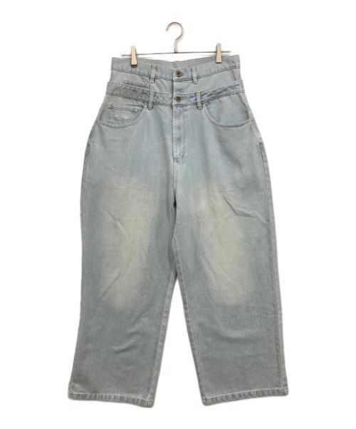 Student Apathy（スチューデント・アパシー）Student Apathy (スチューデント・アパシー) ダブルウエストバギーデニムパンツ　Double Waist Baggy Denim インディゴ サイズ:Lの古着・服飾アイテム