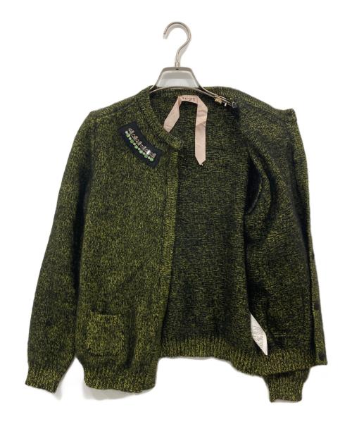 N°21（ヌメロヴェントゥーノ）N°21 (ヌメロヴェントゥーロ) アンゴラ混ニットカーディガン グリーン サイズ:表記なしの古着・服飾アイテム