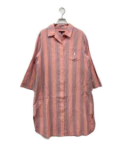 RALPH LAUREN（ラルフローレン）RALPH LAUREN (ラルフローレン) リネン混シャツワンピース ピンク サイズ:Lの古着・服飾アイテム