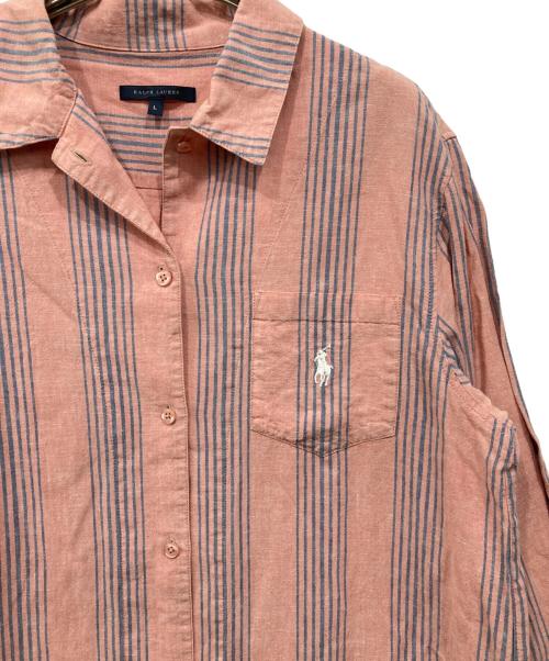 RALPH LAUREN（ラルフローレン）RALPH LAUREN (ラルフローレン) リネン混シャツワンピース ピンク サイズ:Lの古着・服飾アイテム