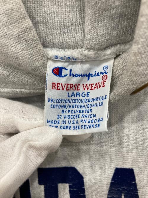 Champion REVERSE WEAVE（チャンピオン リバース ウィーブ）Champion REVERSE WEAVE (チャンピオン リバース ウィーブ) プルオーバーパーカー ライトグレー サイズ:LARGEの古着・服飾アイテム