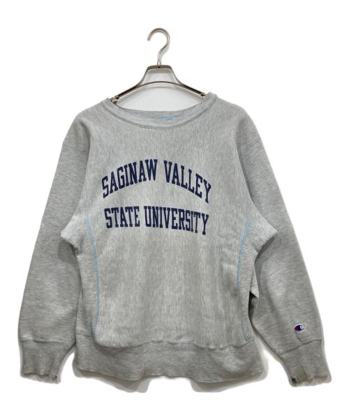 Champion REVERSE WEAVE（チャンピオン リバース ウィーブ）Champion REVERSE WEAVE (チャンピオン リバース ウィーブ) 二段ロゴリバースウィーブスウェット グレー サイズ:LARGEの古着・服飾アイテム