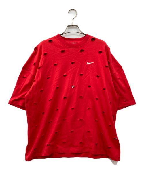 NIKE（ナイキ）NIKE (ナイキ) JACQUEMUS (ジャックムス) ロゴダメージ加工カットソー レッド サイズ:Sの古着・服飾アイテム