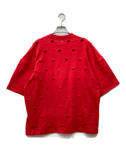 NIKE（ナイキ）NIKE (ナイキ) JACQUEMUS (ジャックムス) ロゴダメージ加工カットソー レッド サイズ:Sの古着・服飾アイテム