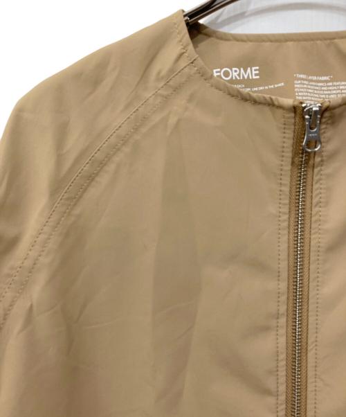 forme（フォルメ）forme (フォルメ) 撥水ノーカラーブルゾン ベージュ サイズ:Freeの古着・服飾アイテム