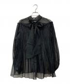 UNITED ARROWSユナイテッドアローズ）の古着「オーガンジープリーツ バックボウタイ ブラウス」｜ブラック