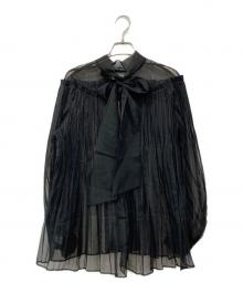 UNITED ARROWS（ユナイテッドアローズ）の古着「オーガンジープリーツ バックボウタイ ブラウス」｜ブラック