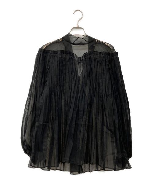 UNITED ARROWS（ユナイテッドアローズ）UNITED ARROWS (ユナイテッドアローズ) オーガンジープリーツ バックボウタイ ブラウス ブラック サイズ:36の古着・服飾アイテム