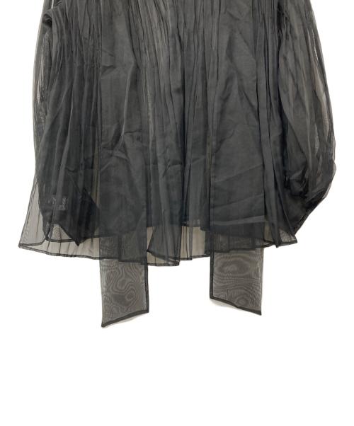 UNITED ARROWS（ユナイテッドアローズ）UNITED ARROWS (ユナイテッドアローズ) オーガンジープリーツ バックボウタイ ブラウス ブラック サイズ:36の古着・服飾アイテム