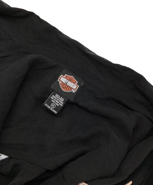 HARLEY-DAVIDSON（ハーレーダビッドソン）HARLEY-DAVIDSON (ハーレーダビッドソン) イーグル刺繍オープンカラーシャツ ブラック サイズ:XLの古着・服飾アイテム