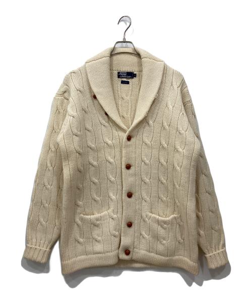 POLO RALPH LAUREN（ポロ・ラルフローレン）POLO RALPH LAUREN (ポロ・ラルフローレン) ショールカラーケーブルニットカーディガン アイボリー サイズ:Mの古着・服飾アイテム