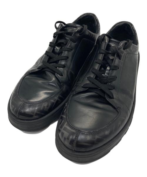 FENDI（フェンディ）FENDI (フェンディ) ズッカ柄レザースニーカー ブラック サイズ:6の古着・服飾アイテム