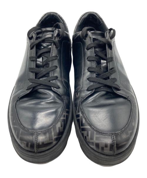 FENDI（フェンディ）FENDI (フェンディ) ズッカ柄レザースニーカー ブラック サイズ:6の古着・服飾アイテム