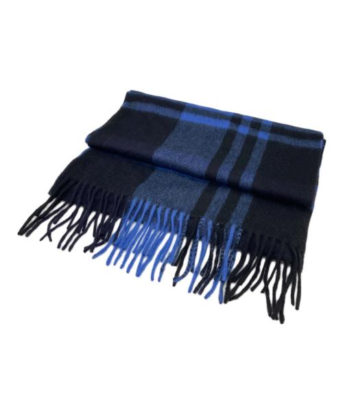 JOSHUA ELLIS（ジョシュア エリス）JOSHUA ELLIS (ジョシュア エリス) カシミヤマフラー ブルー×ブラックの古着・服飾アイテム