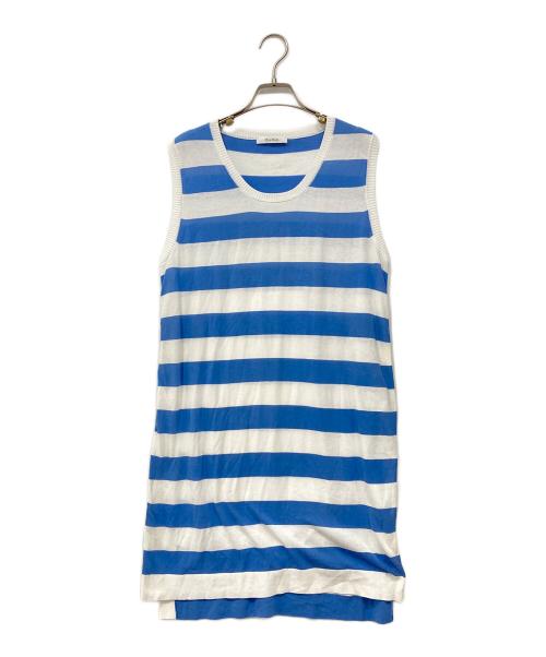 MaxMara（マックスマーラ）MaxMara (マックスマーラ) アンサンブルロングカーディガン ブルー×ホワイト サイズ:Lの古着・服飾アイテム