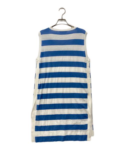 MaxMara（マックスマーラ）MaxMara (マックスマーラ) アンサンブルロングカーディガン ブルー×ホワイト サイズ:Lの古着・服飾アイテム