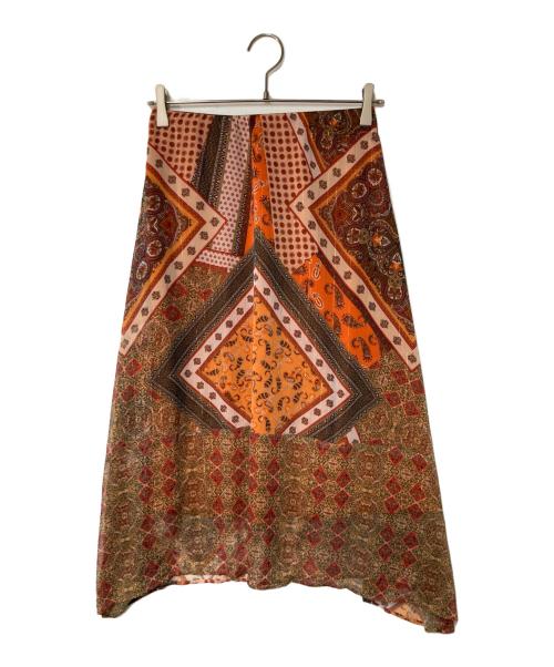VIVIENNE TAM（ヴィヴィアンタム）VIVIENNE TAM (ヴィヴィアンタム) オリエンタル柄スカート オレンジ サイズ:38の古着・服飾アイテム