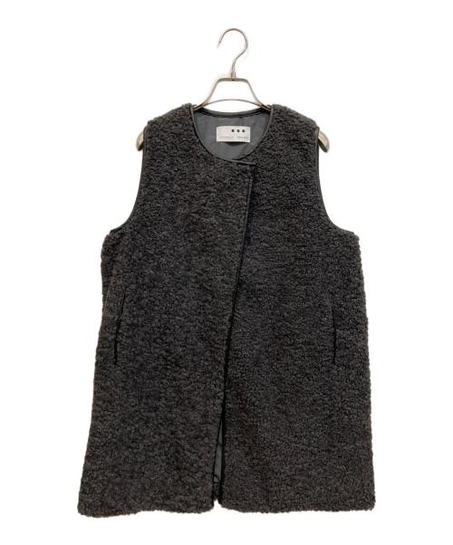 THREE DOTS（スリードッツ）THREE DOTS (スリードッツ) プードルボア ロングベスト グレー サイズ:Sの古着・服飾アイテム
