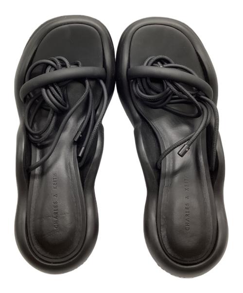 CHARLES & KEITH（チャールズアンドキース）CHARLES & KEITH (チャールズアンドキース) レイラレースアップサンダル ブラック サイズ:38の古着・服飾アイテム