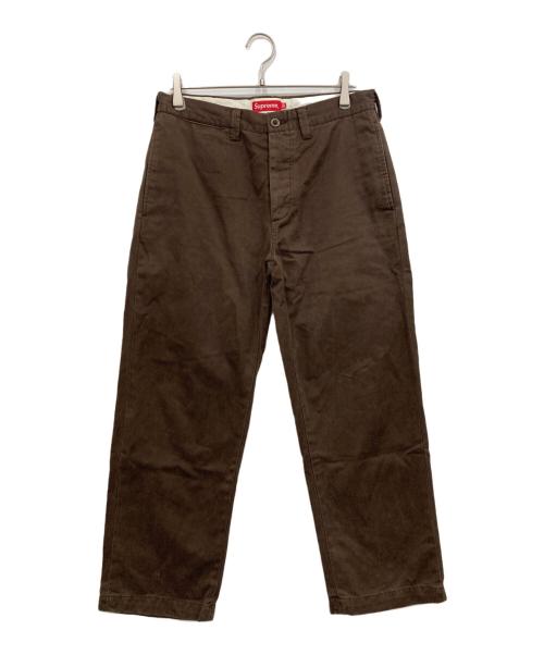 SUPREME（シュプリーム）SUPREME (シュプリーム) ピンナップ ガール ロゴ ワッペン チノパン ブラウン サイズ:30の古着・服飾アイテム