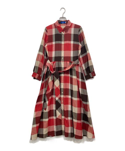 BLUE LABEL CRESTBRIDGE（ブルーレーベルクレストブリッジ）BLUE LABEL CRESTBRIDGE (ブルーレーベルクレストブリッジ) エアリーツイルワンピース レッド サイズ:38の古着・服飾アイテム