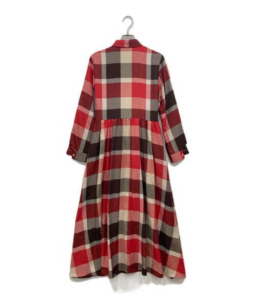 BLUE LABEL CRESTBRIDGE（ブルーレーベルクレストブリッジ）BLUE LABEL CRESTBRIDGE (ブルーレーベルクレストブリッジ) エアリーツイルワンピース レッド サイズ:38の古着・服飾アイテム