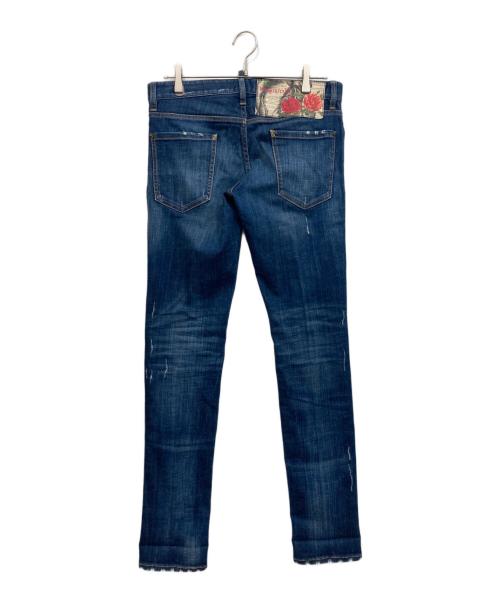 DSQUARED2（ディースクエアード）DSQUARED2 (ディースクエアード) クラッシュデニムパンツ インディゴ サイズ:46の古着・服飾アイテム