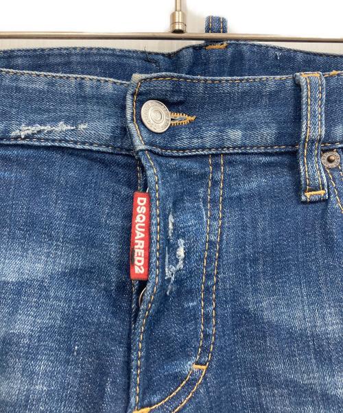 DSQUARED2（ディースクエアード）DSQUARED2 (ディースクエアード) クラッシュデニムパンツ インディゴ サイズ:46の古着・服飾アイテム