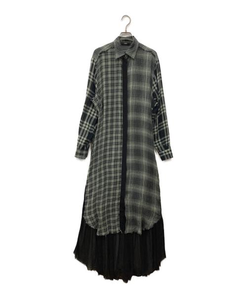 DIESEL（ディーゼル）DIESEL (ディーゼル) シャツワンピース ブラック×グリーン サイズ:XSの古着・服飾アイテム