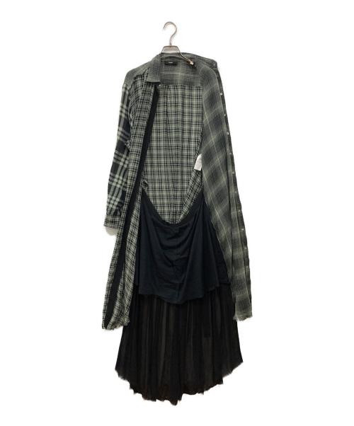 DIESEL（ディーゼル）DIESEL (ディーゼル) シャツワンピース ブラック×グリーン サイズ:XSの古着・服飾アイテム