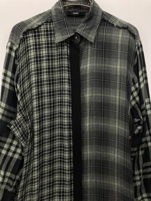 DIESEL（ディーゼル）DIESEL (ディーゼル) シャツワンピース ブラック×グリーン サイズ:XSの古着・服飾アイテム