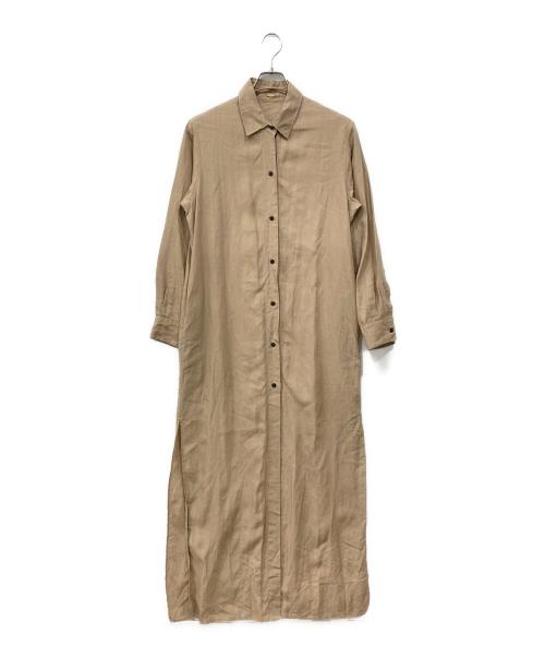 MUSE de Deuxieme Classe（ミューズ ドゥーズィエム クラス）MUSE de Deuxieme Classe (ミューズ ドゥーズィエム クラス) LINEN ロングシャツワンピース ベージュ サイズ:表記無し(実寸を参照ください)の古着・服飾アイテム