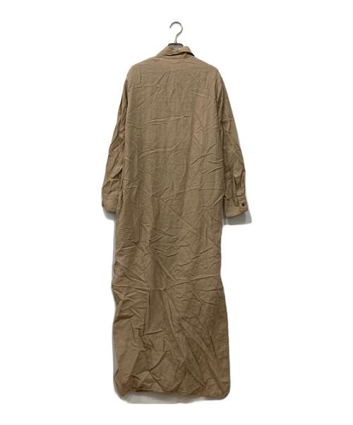 MUSE de Deuxieme Classe（ミューズ ドゥーズィエム クラス）MUSE de Deuxieme Classe (ミューズ ドゥーズィエム クラス) LINEN ロングシャツワンピース ベージュ サイズ:表記無し(実寸を参照ください)の古着・服飾アイテム