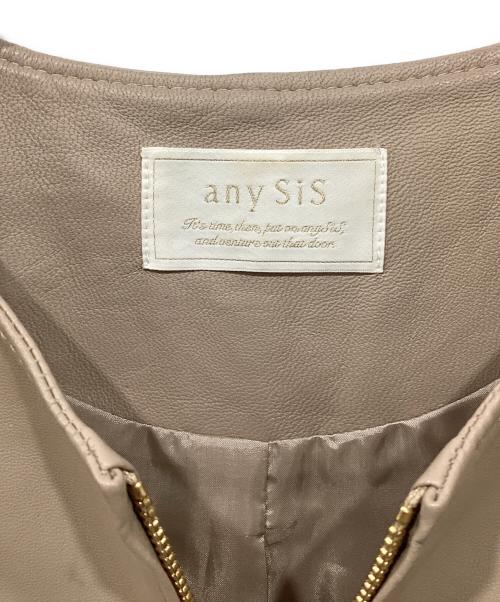 any Sis（エニィスィス）any Sis (エニィスィス) ノーカラーラムレザージャケット ベージュ サイズ:3の古着・服飾アイテム