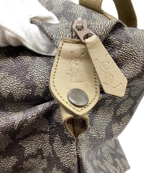 Yves Saint Laurent（イヴサンローラン）Yves Saint Laurent (イヴサンローラン) ジラフ柄 PVCボストンバッグ ベージュの古着・服飾アイテム