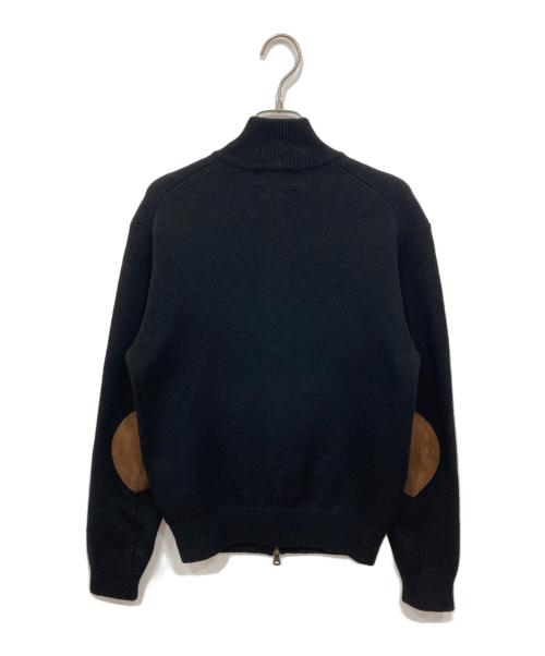 RALPH LAUREN（ラルフローレン）RALPH LAUREN (ラルフローレン) エルボーパッチドライバーズニット ブラック サイズ:Mの古着・服飾アイテム