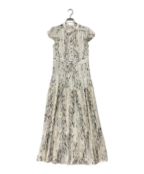FRAY ID（フレイ アイディー）FRAY ID (フレイ アイディー) シフォンプリーツプリントワンピース ホワイト サイズ:1の古着・服飾アイテム