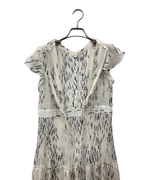 FRAY ID（フレイ アイディー）FRAY ID (フレイ アイディー) シフォンプリーツプリントワンピース ホワイト サイズ:1の古着・服飾アイテム