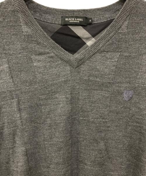 BLACK LABEL CRESTBRIDGE（ブラックレーベル クレストブリッジ）BLACK LABEL CRESTBRIDGE (ブラックレーベル クレストブリッジ) Vネックニット グレー サイズ:Mの古着・服飾アイテム