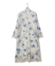 Lily Brown（リリーブラウン）の古着「フロッキーオーガンジーセットワンピース」｜ホワイト×ブルー